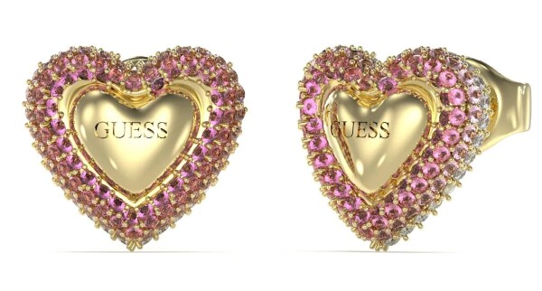 Guess Nádherné pozlátené náušnice Srdiečka Beloved JUBE05008JWYGPKT/U