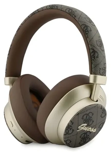 Guess PU 4G Gold Script Metal Logo hnedá / Slúchadlá / Bezdrôtová TWS / ENC potlačenie hluku (57983130956)