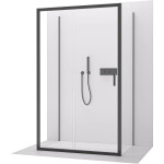 CERANO - Trojstenný sprchovací kút Varone LINE UL/P - 6 mm - čierna matná, transparentné sklo - 150x80x195 - posuvný CER-DY505B-90147