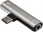Akyga AK-AD-71 strieborná / Audio adaptér / USB-C - Jack 3.5mm / s portom USB-C pre nabíjanie (AK-AD-71)