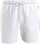 Pánske plavky Medium Drawstring Swim Shorts Logo Tape KM0KM00741YCD biela Calvin Klein