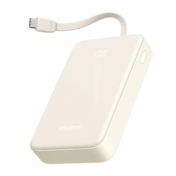Ugreen PB505 Powerbanka 20000mAh biela / vstavaný kábel USB-C / 22,5 W / Port USB-A a USB-C (35340)