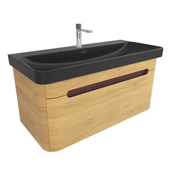 Kúpeľňová skrinka s umývadlom SAT Fusion 97,5x43x45 cm dub medový mat SATFUSION100DMBKMB SATFUSION100DMBKMB