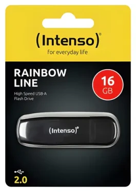 INTENSO Rainbow Line 16GB čierna / Flash Disk / USB 2.0 / čítanie: 28 MB/s / zápis: 6,5 MB/s (3502470)