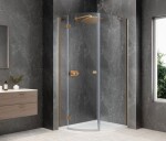 POLYSAN - GLOBE COPPER MATT štvrťkruhová sprchová zástena 800x900, číre sklo, ľavá GB2890LPG