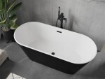 MEXEN/S - Flavia voľne stojaca vaňa 150 x 75, biela/čierna, sifón a prepad čierna 54031507575-70