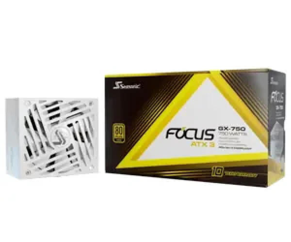 Seasonic FOCUS GX-750 ATX 3.0 biela / PC sieťový zdroj / 750 W / 80+ Gold / 135 mm (FOCUS-GX-750-V4-WHITE)