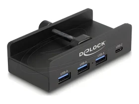 DeLock USB Hub 5 Gbps čierna / USB hub / 3x USB-A + 1x USB-C / poistná skrutka (64284)