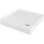 CERANO - Sprchová vanička štvorcová Brio - SMC/minerálny kompozit - štruktúrovaná biela - 100x100x4 + 2x čelný panel + nožičky CER-248563