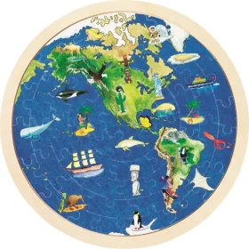 GOKI Obojstranné drevené puzzle Svet