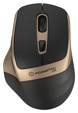 Powerton LIFE FLIXO čierno-zlatá / Bezdrôtová myš / optická / 1600 DPI / 6 tlačidiel / 2,4 GHz (WPM10GL)