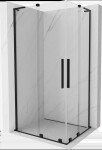 MEXEN/S - Velar L Duo sprchovací kút, posuvné dvere 90 x 80, transparent, čierna 871-090-080-02-03-70