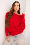 Dámsky asymetrický netopierí sveter viskóza červená UNI