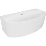 MEXEN/S - Bruna voľne stojaca vaňa nástenná 150 x 82, biela lesk, sifón a prepad ružové zlato 52731508200-60