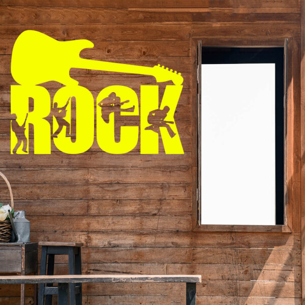 Veselá Stena Samolepka Nápis ROCK Farba: žlutá, Veľkosť: 80 x 55 cm