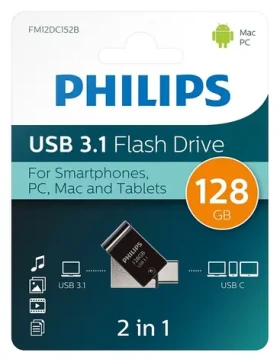 Philips OTG 2v1 128GB čierna / Flash disk / USB 3.1 / USB-C / OTG (FM12DC152B/00)