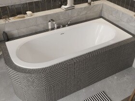 BESCO - Asymetrická vaňa AVITA SLIM+ - Nožičky k vani - S nožičkami, Rozmer vane - 150 × 70 cm, Spôsob prevedenia - Pravé VANAVIT15SLIMPP+OLVPINOZ