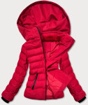 Červená dámska zimná bunda s kožušinovým stojačikom (5M769-270) odstíny červené S (36)
