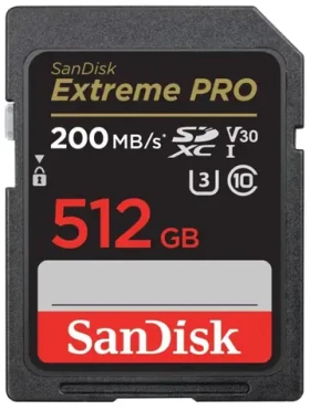 SanDisk Extreme PRO SDXC 512GB / Class 10 / rýchlosť prenosu 200 MB/s / vhodné pre 4K (SDSDXXD-512G-GN4IN)