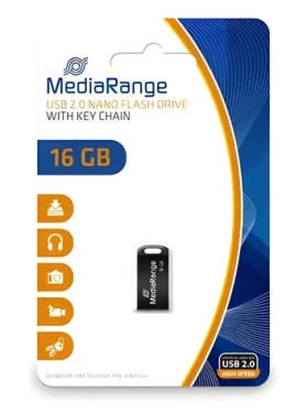 MediaRange Nano 16GB čierna / Flash disk / USB 2.0 / čítanie 15 MB/s / zápis 4 MB/s (MR921)