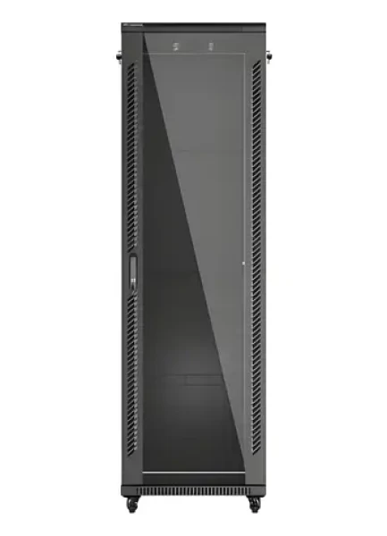 Lanberg čierna / Stojanový rozvádzač / 19" / 42U / 600x800 mm / presklené dvere (FF01-6842-12B)