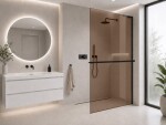 CERANO - Sprchová zástena Walk-in Onyx L-pravá vzpera - 8 mm + polička / držiak na uteráky - čierna matná, bronzové sklo - 120x200 CER-690022