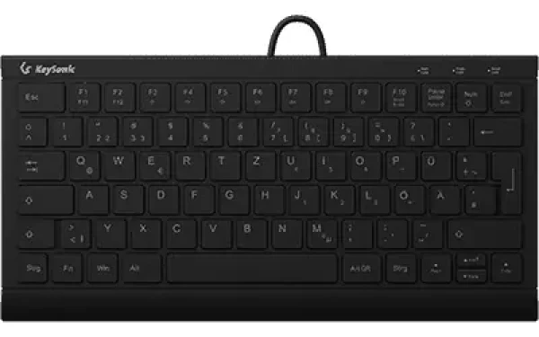 Keysonic KSK-5011ELC čierna / Mini klávesnica / DE QWERTZ / USB / biele podsvietenie / zdvih 1,5 mm (60956)