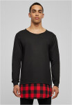 Dlhý Flanell Spodný otvorený okraj Crewneck blk/blk/red