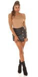 Sexy asymmetrical Leather Look Skorts with Zip black