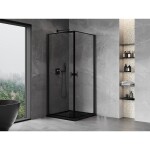 MEXEN/S - Mist-B Duo sprchovací kút dvere krídlové 80 x 80, čierna okraj, čierna 8A2-080L-080P-70-70