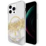 Case-Mate Karat Marble MagSafe zadný kryt na mobil Apple iPhone 15 Pro Max priehľadná, zlatá, trblietavý efekt; CM051668