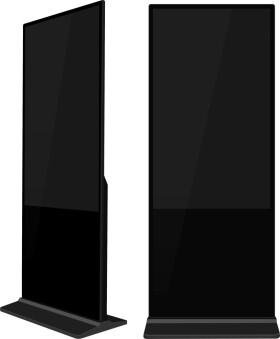 Vision Schlanker Beschilderungstotem mit integriertem 55"-Display - 4K-Auflosung - nur 22,3 mm dick mit abgerundeten Kanten - Vollglasfront - professionelles Display ohne internen Mediaplayer - integrierte Lautsprecher - 1 x HDMI-Eingang - abschliess...