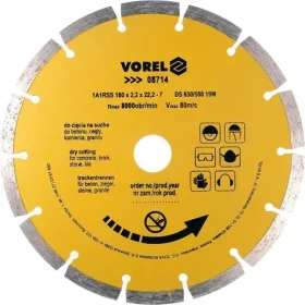 Vorel Kotúč diamantový rezný segmentový 180x22,2 mm / Rezný kotúč / Suché rezanie