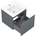 MEXEN/S - Rivel kúpeľňová skrinka 50 cm s umývadlom Otis, 1 šuplík, reliéf, grafit mat/biela mat 91A20-05047-1-BF66-W18M01