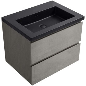 CERANO - Kúpeľňová skrinka Carole - betónovo šedá + umývadlo z lit. mramoru Ovo - čierna matná - 60,5x53x46,5 CER-8050BD85866