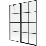 MEXEN - MIST vaňová zástena 140x150 cm 6mm f+s, čierna, dekor, ľavá 8A9-140-011-70-77-L