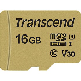 Transcend Premium 500S pamäťová karta micro SDHC 16 GB Class 10, UHS-I, UHS-Class 3, v30 Video Speed Class vr. SD adaptéru; TS16GUSD500S