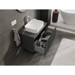 MEXEN/S - Rivel kúpeľňová skrinka pod umývadlo 80 cm s doskou, 1 šuplík, reliéf, grafit mat 91A20-08047-1-BFC66