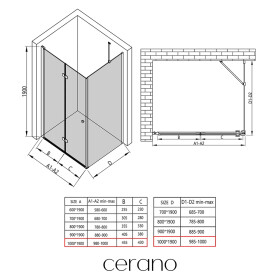 CERANO - Sprchovací kút Volpe L/P - 6 mm - chróm, transparentné sklo - 100x100x190 - zalamovacia CER-427222