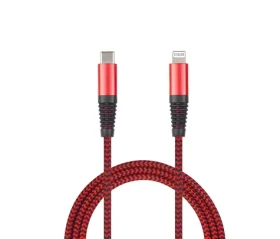 2GO 797197 červená / Dátový a nabíjací kábel / Lightning - USB-C / 1 m / nylon (797197)