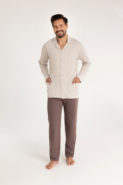 Regina 486 long/r M-XL Z25/26 pánske pyžamo bez zipsu tmavě modrá XL