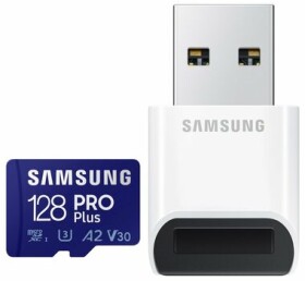 SAMSUNG micro SDXC 128GB PRO Plus + USB čítačka / UHS-1 / Class 10 / U3 / Čítanie: 160MBps / Zápis: 120MBps (MB-MD128KB/WW)