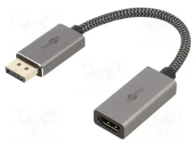 Goobay PLUS 75271 sivá / Adaptérový kábel DisplayPort - HDMI / 4K 60Hz / 20 cm / 32 Gbit/s (75271)