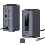 Baseus Spacemate 10v1 Dokovacia stanica šedá / USB-C / 2x USB-A / 2x HDMI / PD 100W (B00568102813-00)