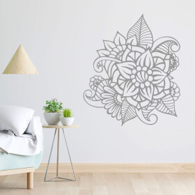Veselá Stena Samolepka Kvetinový ornament Farba: šedá, Veľkosť: 80 x 69 cm