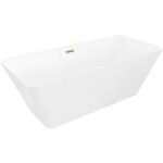MEXEN/S - Velo Slim voľne stojaca vaňa 170 x 75, biela, sifón a prepad zlatá 52811707500-50