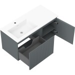 MEXEN/S - Rivel kúpeľňová skrinka 100 cm s umývadlom Otis ľavá, 1S, 1D, reliéf, grafit mat/biela mat 91A23-10047-3-BBFF66-W18L01