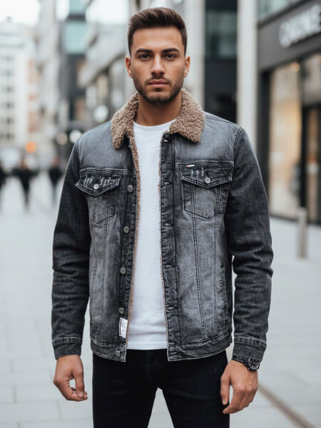 Pánska zateplená džínsová bunda čierna FashionStreet TX4725z XL