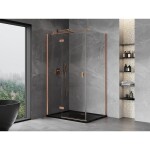 MEXEN/S - Mist HT sprchovací kút dvere krídlové ľavá 110 x 90, transparent, meď kartáčovaná 8A5T-110-090-65-00-L