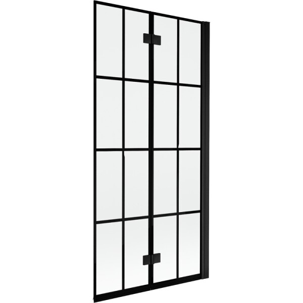 MEXEN - MIST vaňová zástena 90x150 cm 6mm 2-s, čierna, dekor, pravá 8A9-090-002-70-77-P